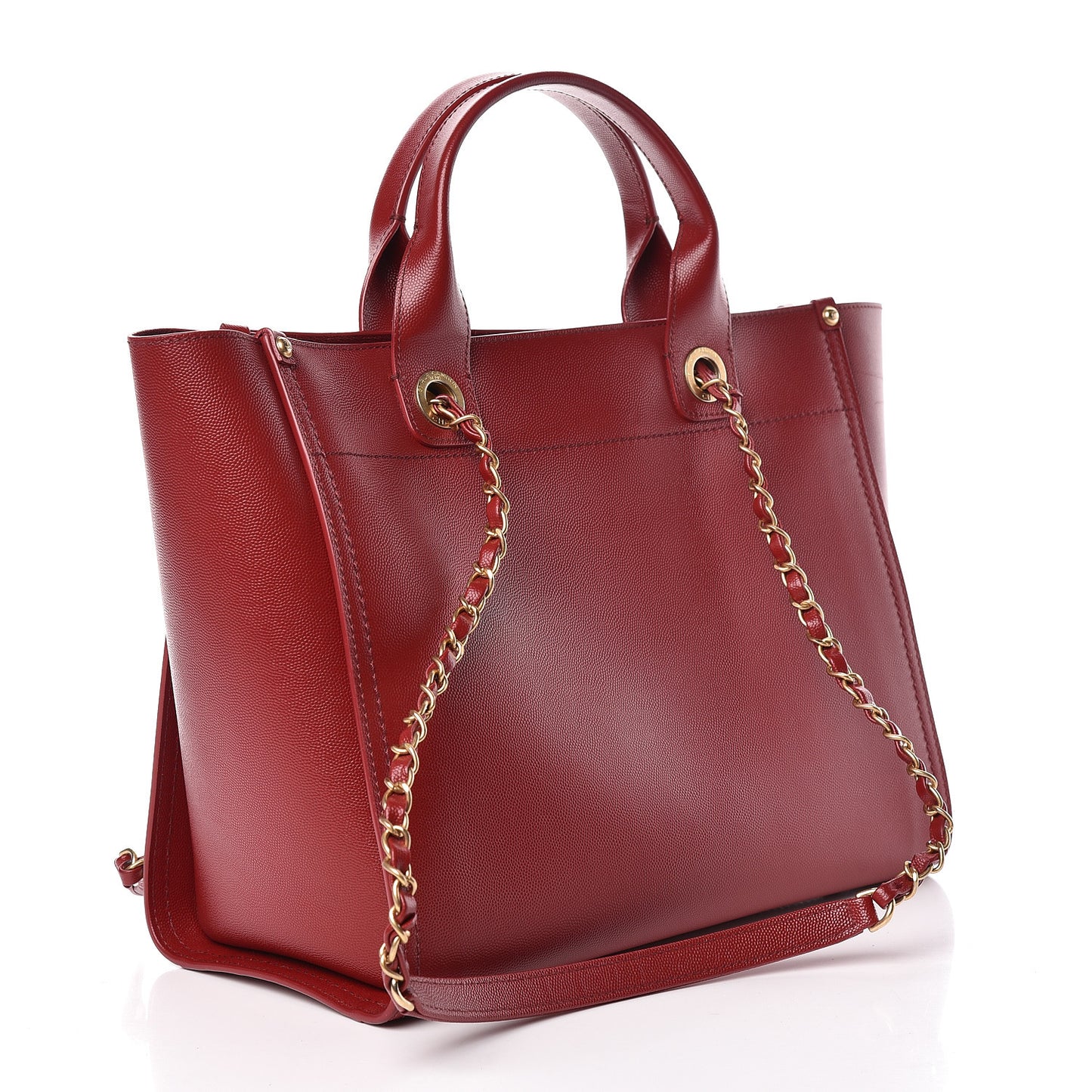 Caviar Small Studded Deauville Tote Red