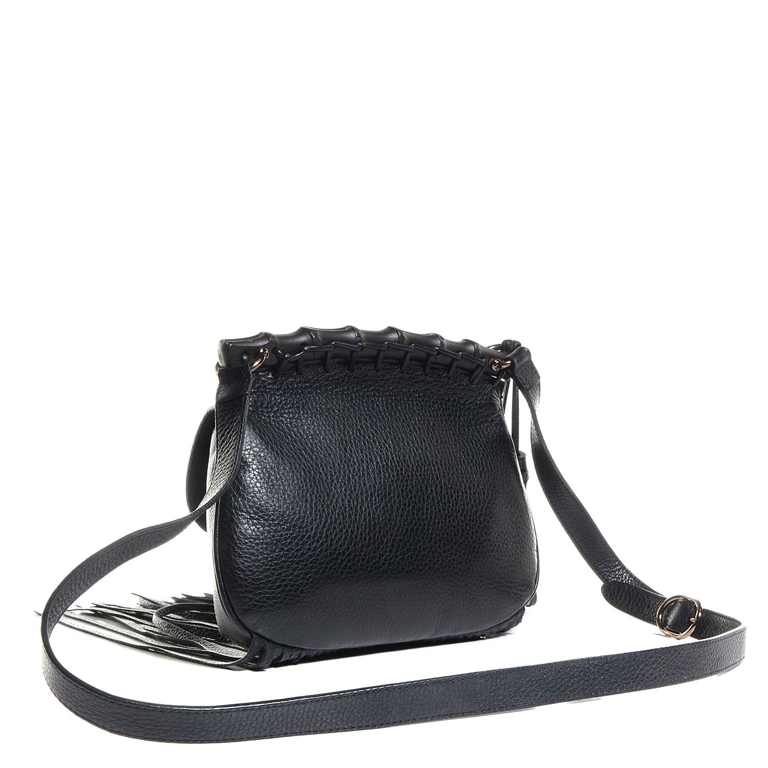 Gucci Leather Small Nouveau Fringe Shoulder Bag Black 3 of 8