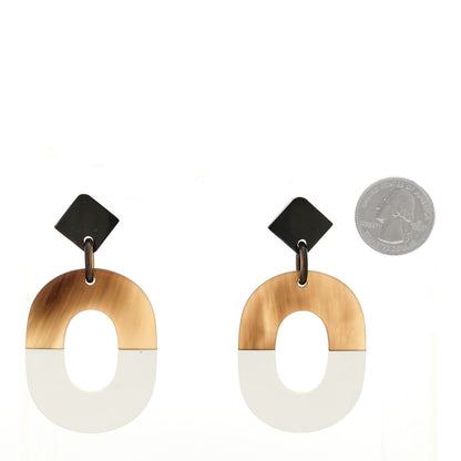 Hermes Buffalo Horn Lacquered Wood Isthme Earrings White 2 of 4