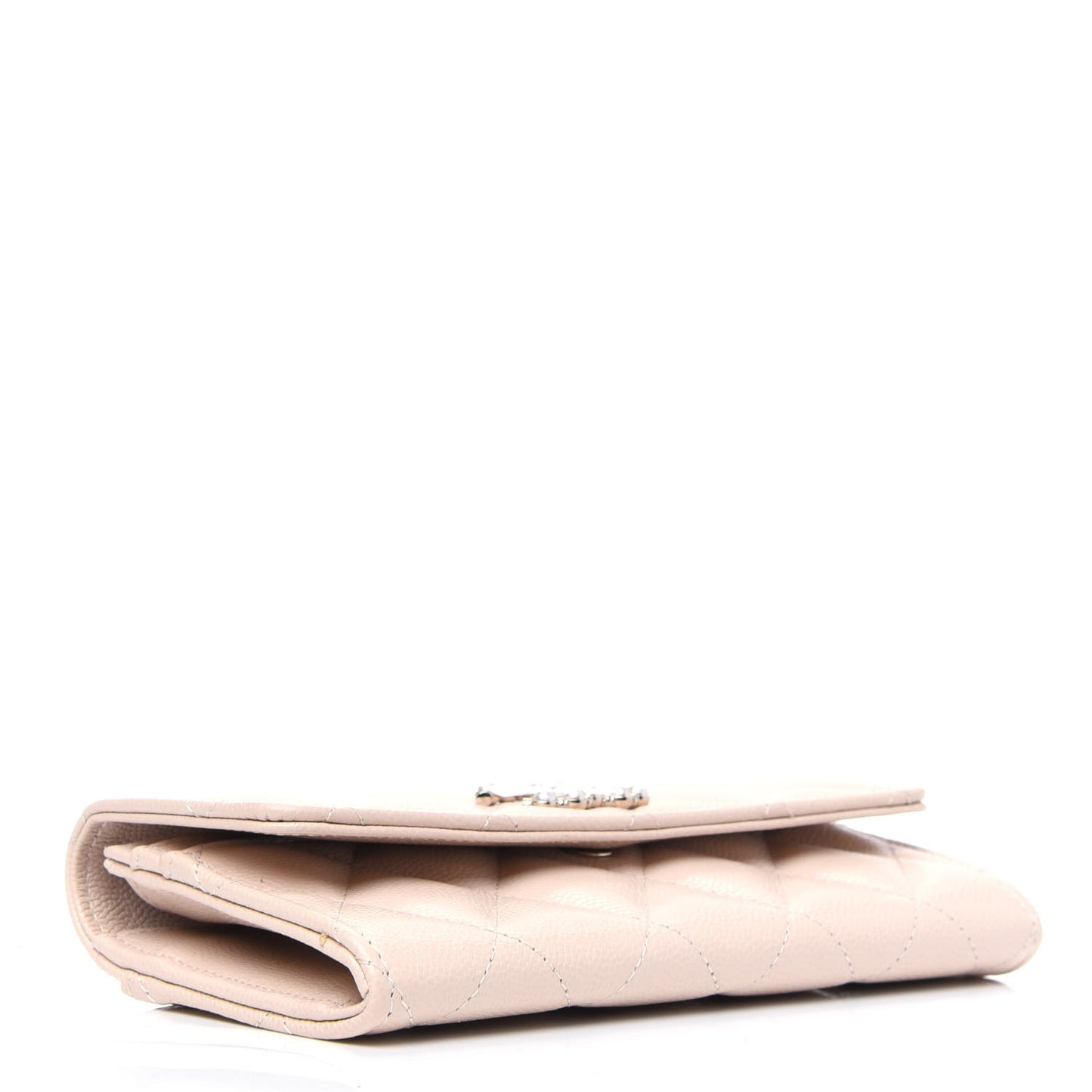 Caviar Pearl Quilted Coco Candy Wallet Beige