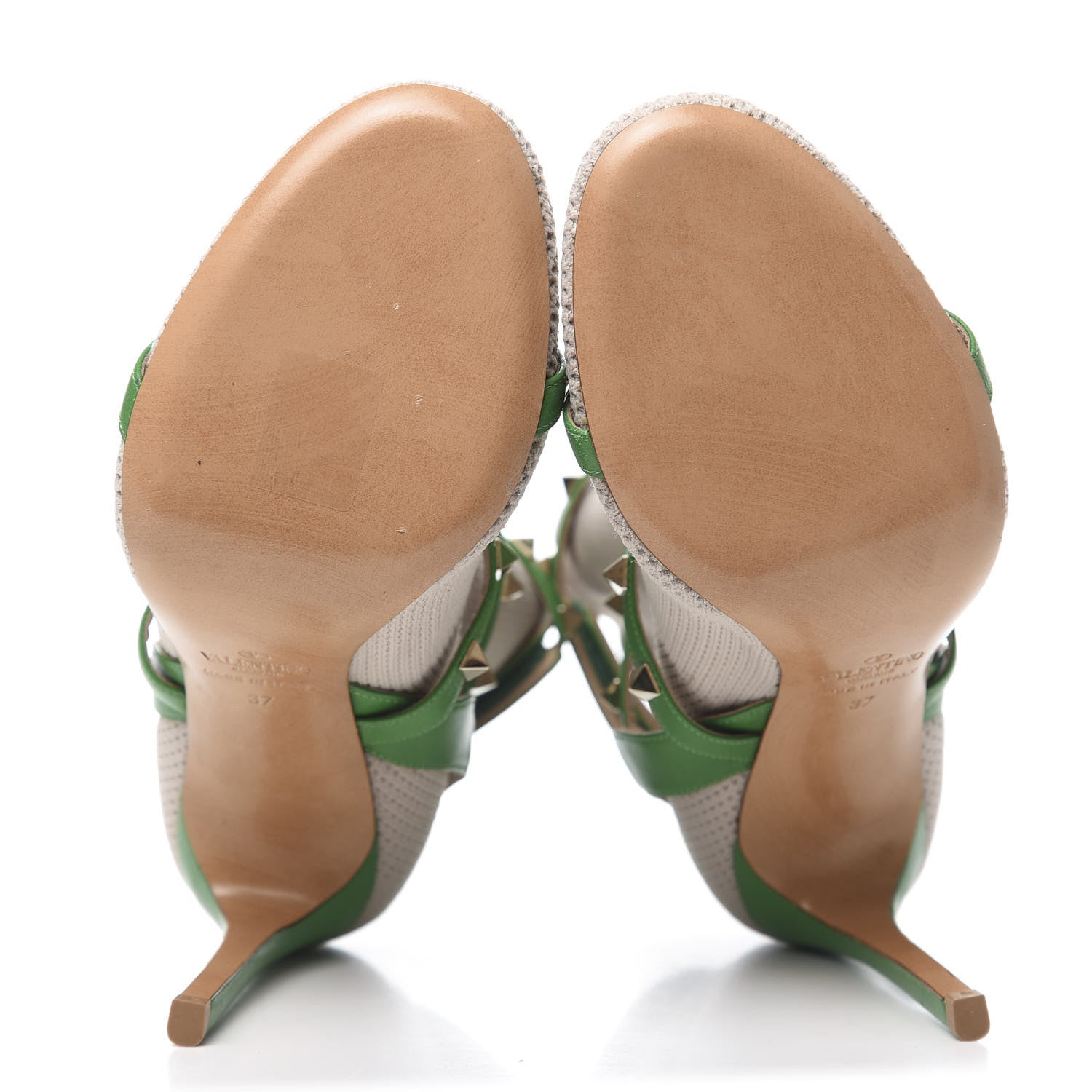 Valentino Garavani Calfskin Knit Rockstud Bodytech Sock Booties 37 Green 5 of 7
