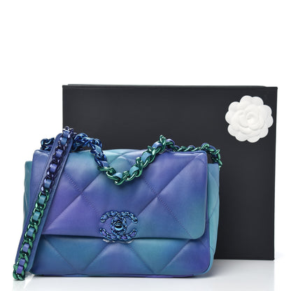 Chanel Tie Dye Calfskin Quilted Medium Chanel 19 Flap Blue Purple 11 of 11