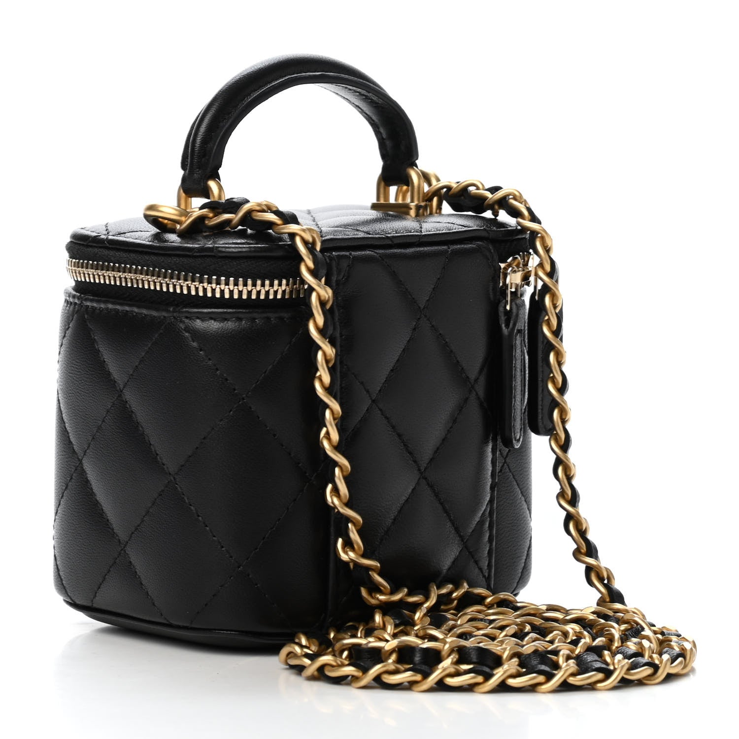 Chanel Lambskin Quilted Top Handle Mini Vanity Case With Chain Black 2 of 4