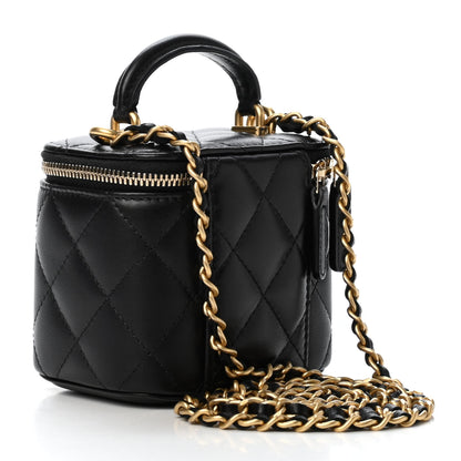 Chanel Lambskin Quilted Top Handle Mini Vanity Case With Chain Black 2 of 4