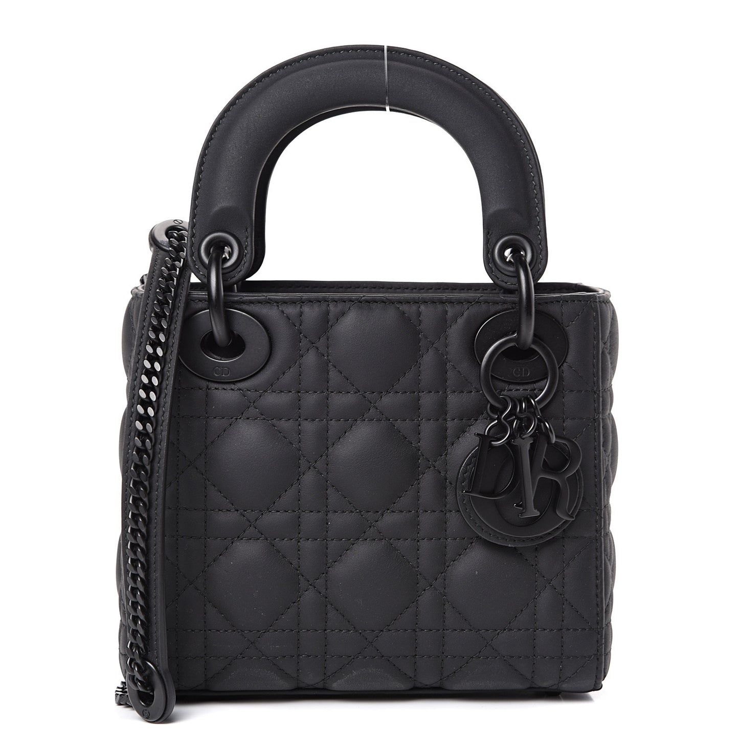 Ultra Matte Calfskin Cannage Mini Lady Dior Black