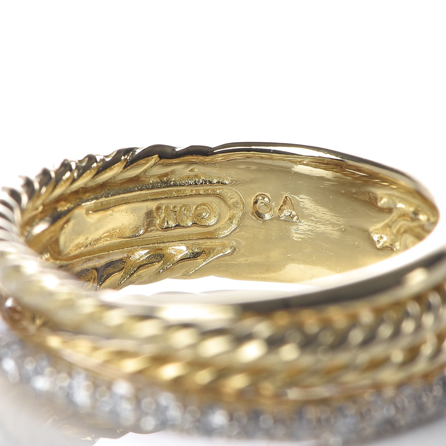 David Yurman 18K Yellow Gold Diamond 7mm Crossover Ring 52 6 4 of 5