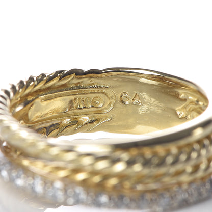 David Yurman 18K Yellow Gold Diamond 7mm Crossover Ring 52 6 4 of 5