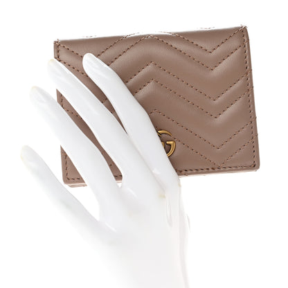 Gucci Calfskin Matelasse GG Marmont Card Case Wallet Porcelain Rose 2 of 7