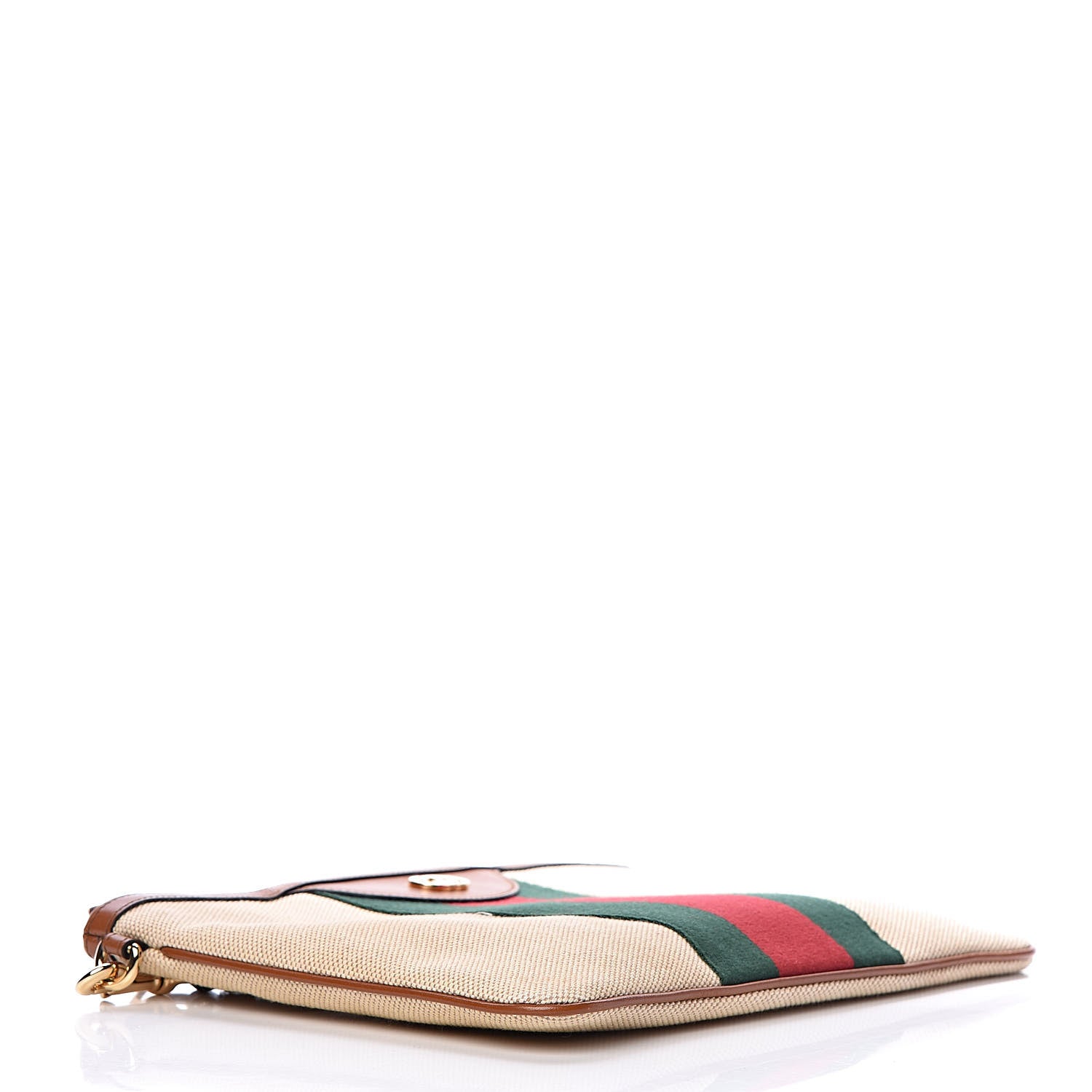 Gucci Vintage Canvas Web Pouch Sand Cuir 4 of 9