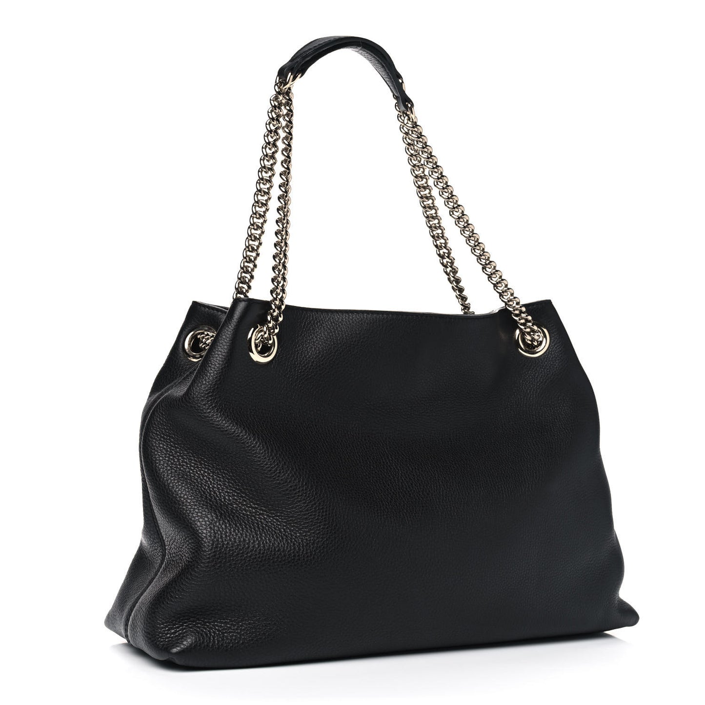 Pebbled Calfskin Medium Soho Chain Shoulder Bag Black