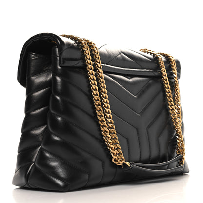 Saint Laurent Calfskin Y Quilted Monogram Medium Loulou Chain Satchel Black 3 of 10