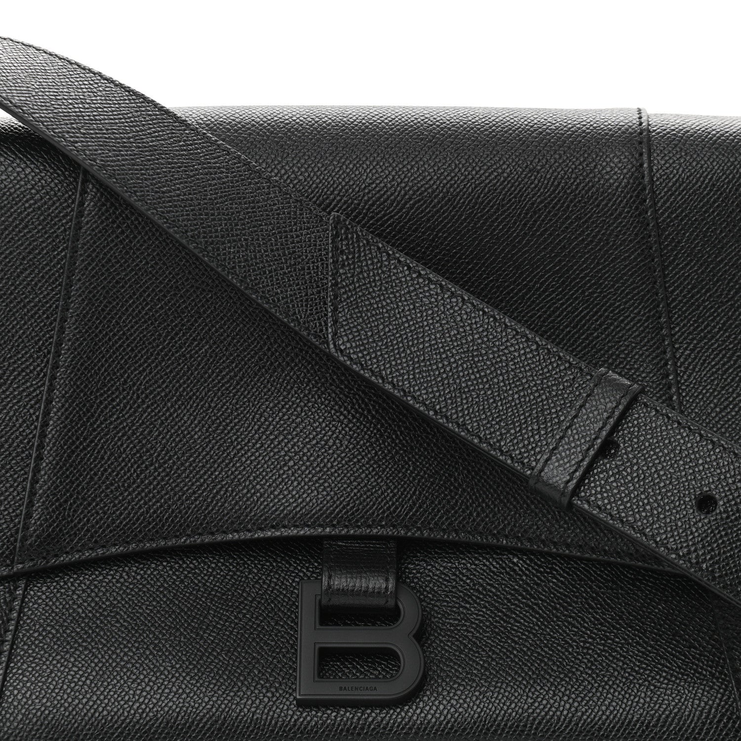 Balenciaga Grained Calfskin Monochrome M Downtown Shoulder Bag Black 7 of 9