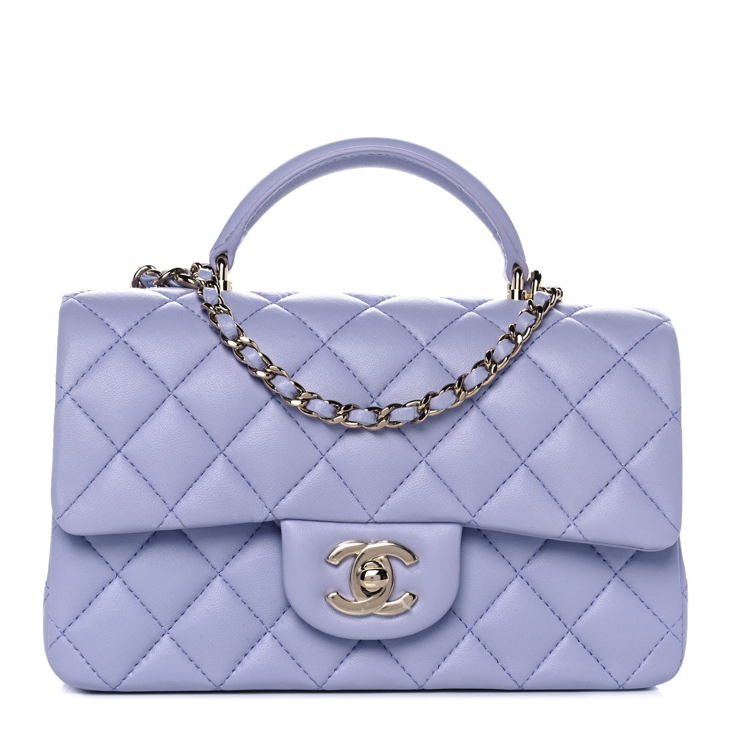 Chanel Lambskin Quilted Mini Top Handle Rectangular Flap Light Purple 1 of 11