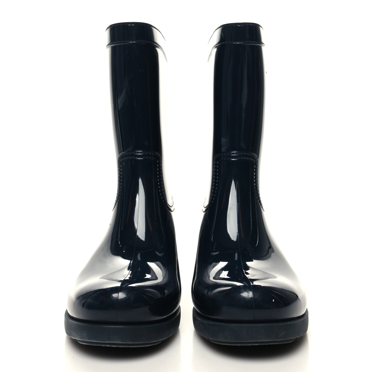 Prada Sport Rubber Metal Triangle Logo Ankle Rain Boots 40 Black 2 of 7