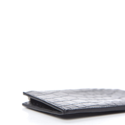 Saint Laurent Calfskin Crocodile Embossed 5 Fragments Zip Pouch Card Holder Black 5 of 10