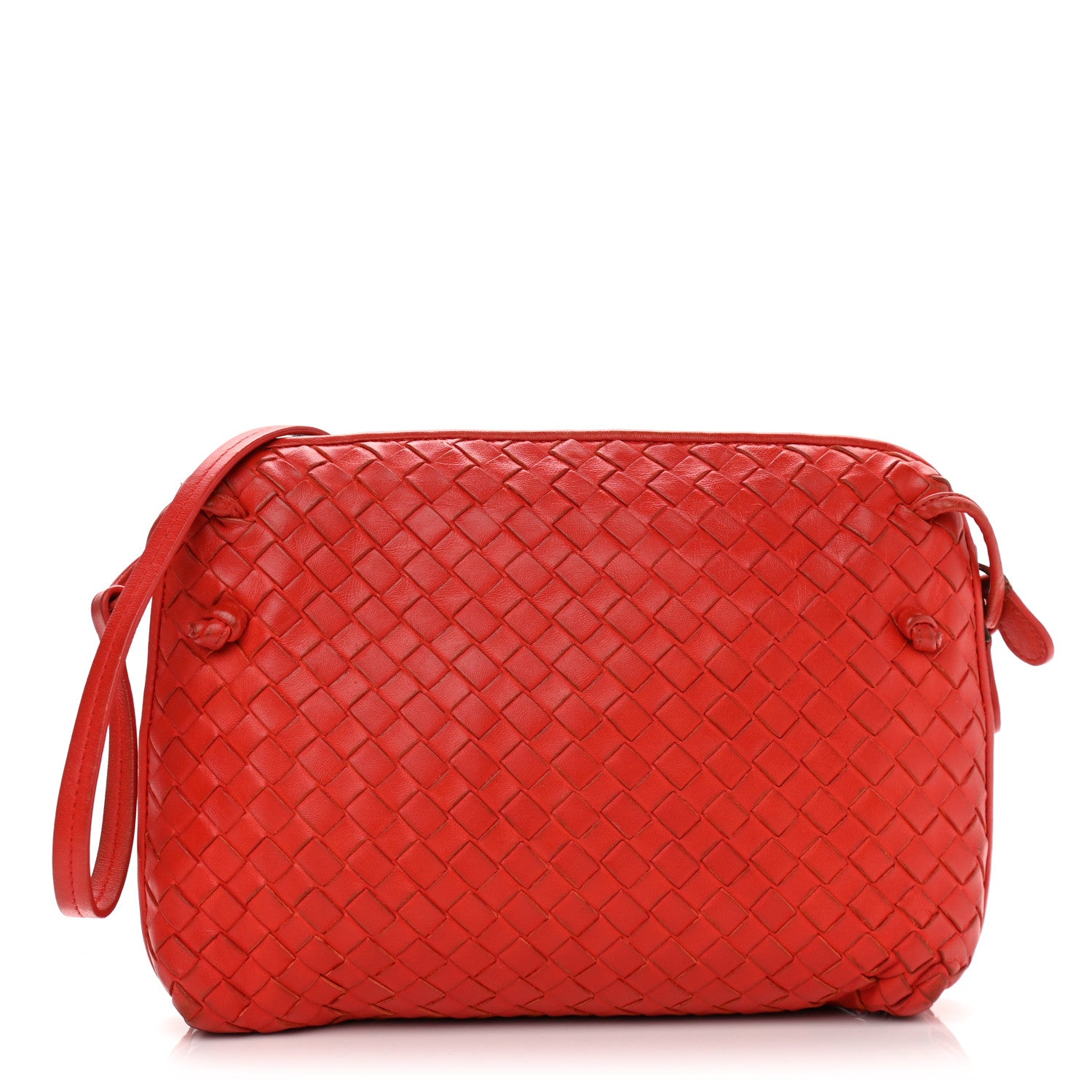 Bottega Veneta Nappa Intrecciato Nodini Crossbody Messenger Red 3 of 12