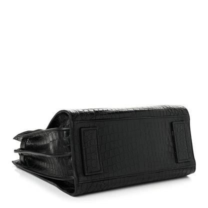 Saint Laurent Calfskin Crocodile Embossed Small Supple Sac de Jour Black 4 of 10