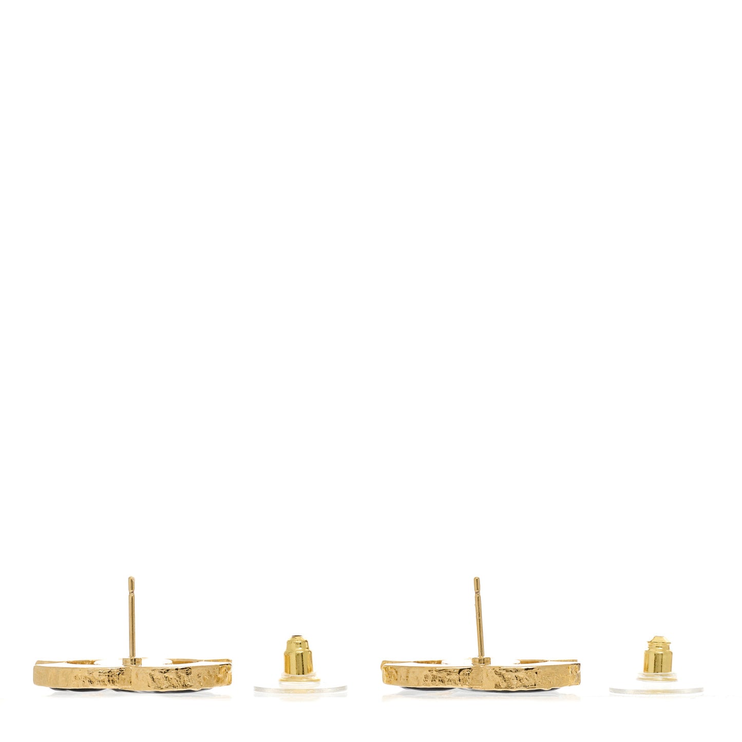 Metal Enamel CC Earrings Black Gold