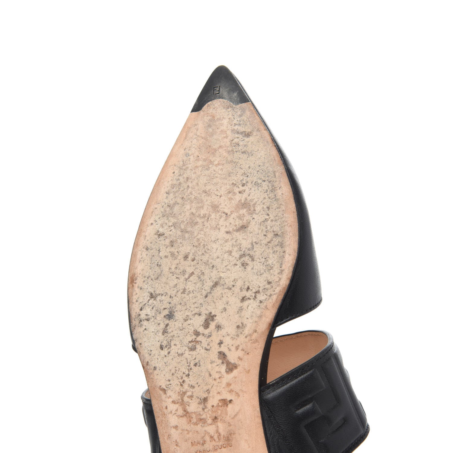 Fendi Vitello FF Embossed Flat Mules 36.5 Black 20 of 24