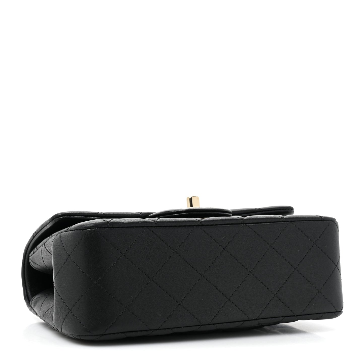 Lambskin Quilted Mini Top Handle Rectangular Flap Black