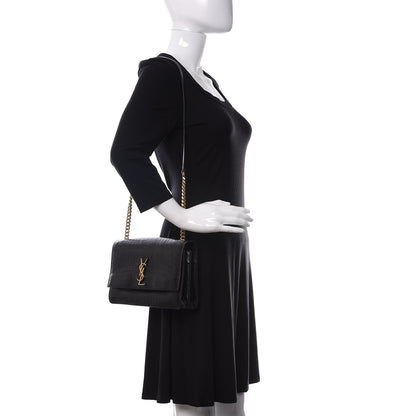 Saint Laurent Calfskin Crocodile Embossed Monogram Medium Sunset Black 2 of 10