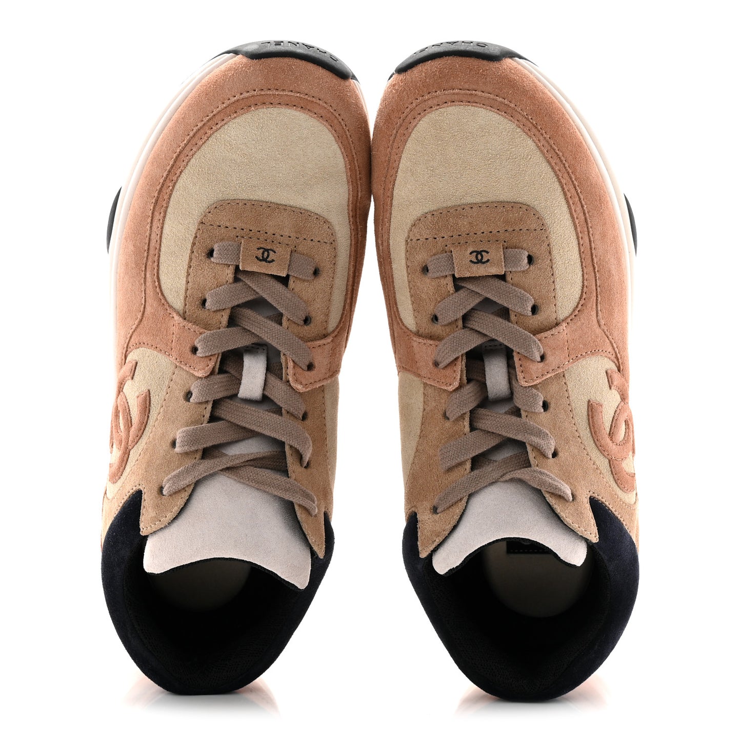 Suede Calfskin CC Sneakers 40 Brown Beige