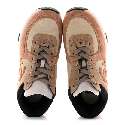 Chanel Suede Calfskin CC Sneakers 40 Brown Beige 5 of 9