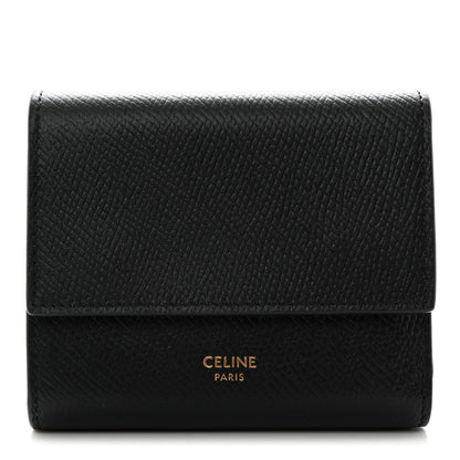 Celine Grained Calfskin Small Tri-Fold Wallet Black 1 of 7