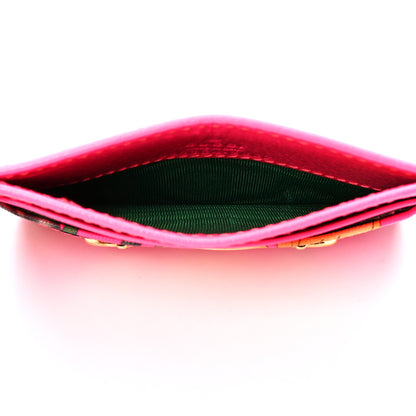 Gucci Calfskin Flora Print Zumi Card Holder Fuxia Fluo 5 of 10
