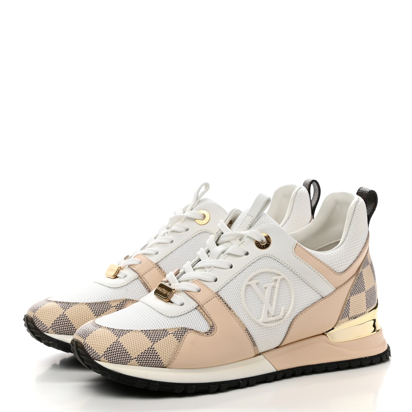 Calfskin Damier Azur Run Away Sneakers 37 White