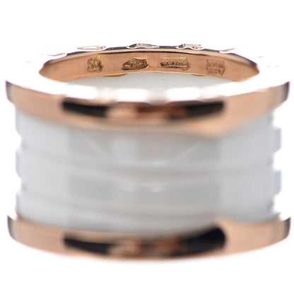 Bulgari 18K Rose Gold White Ceramic B.Zero1 Four-Band Ring 50 5.25 5 of 6