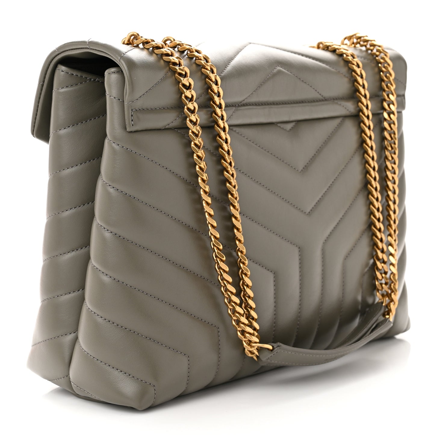 Calfskin Y Quilted Monogram Medium Loulou Chain Satchel Storm
