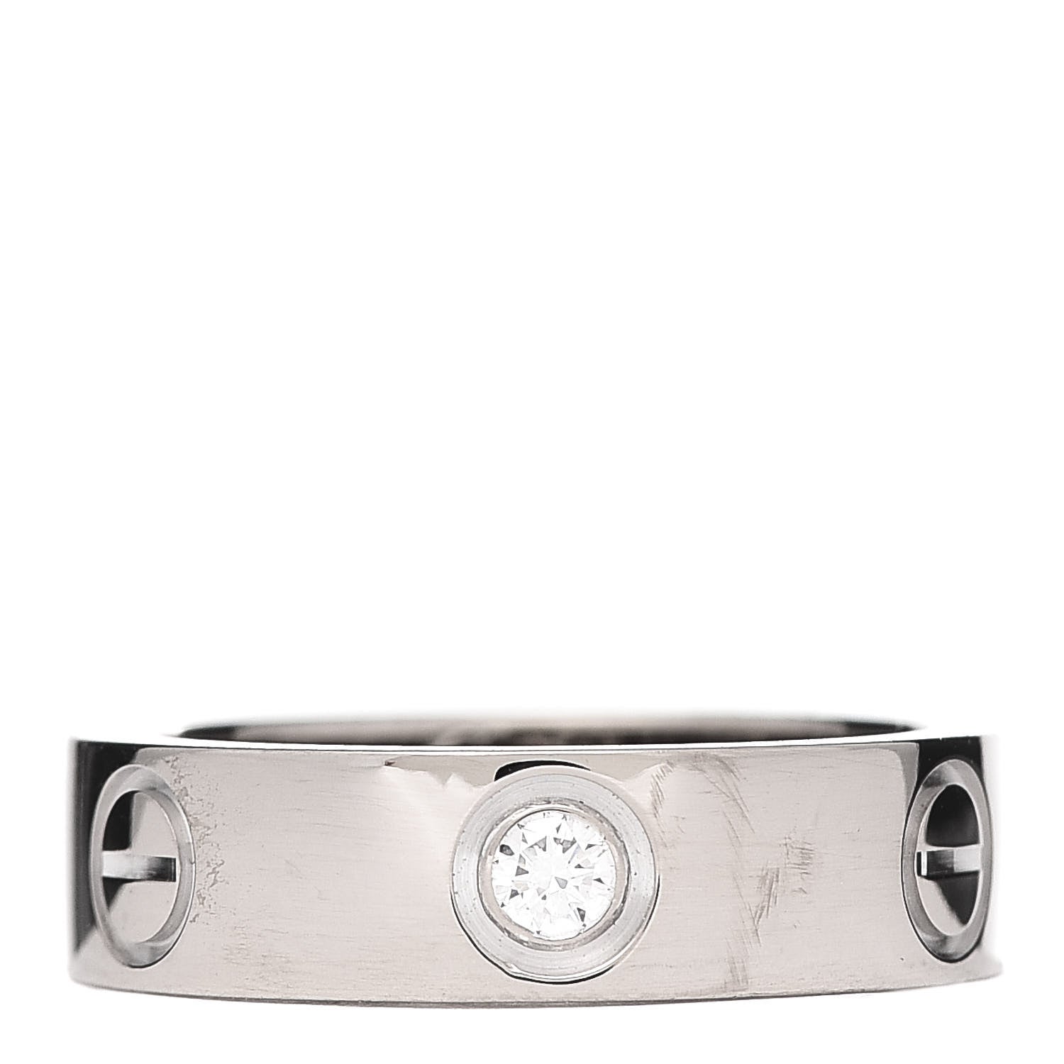 Cartier 18K White Gold 3 Diamond 5.5mm LOVE Ring 51 5.75 1 of 4