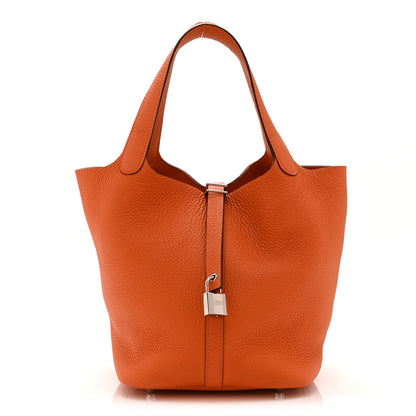 Hermes Taurillon Clemence Picotin Lock 22 MM Orange 1 of 10