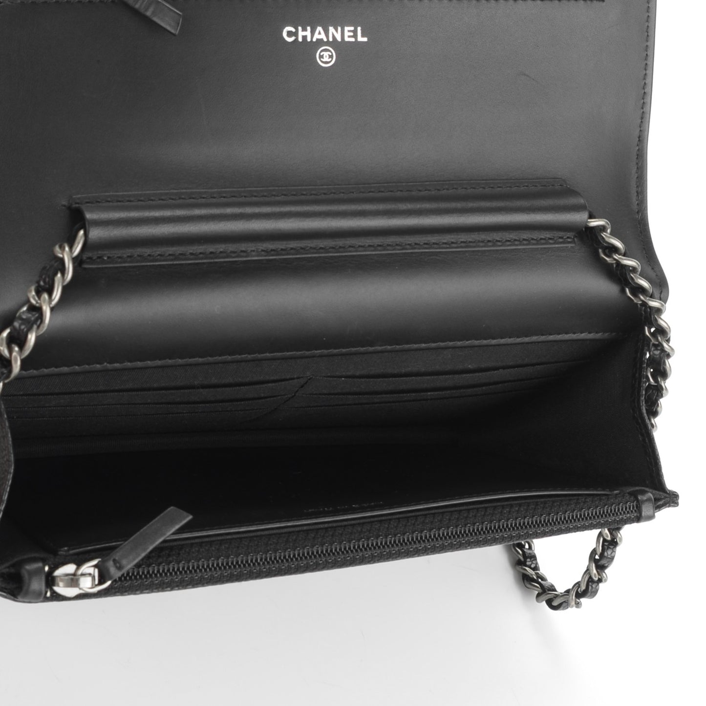 Caviar Quilted Boy Wallet On Chain WOC Black