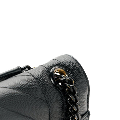 Saint Laurent Grain De Poudre Textured Mixed Matelasse Triquilt Medium Monogram Monochrome Satchel Black 15 of 15