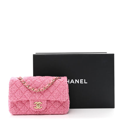 Chanel Tweed Quilted Mini Rectangular Flap Pink 10 of 10