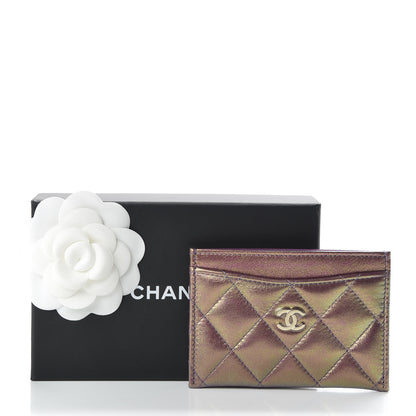 Chanel Metallic Lambskin Quilted Card Holder Purple 8 of 8