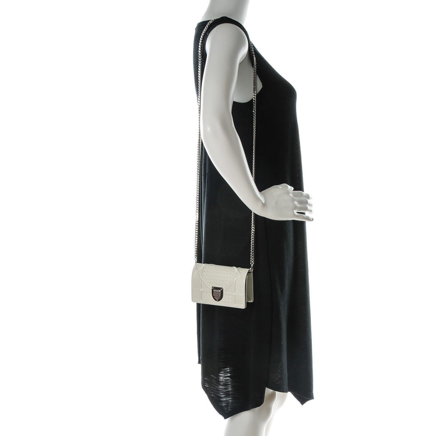 Christian Dior Patent Micro-Cannage Baby Diorama Flap Bag White 2 of 7
