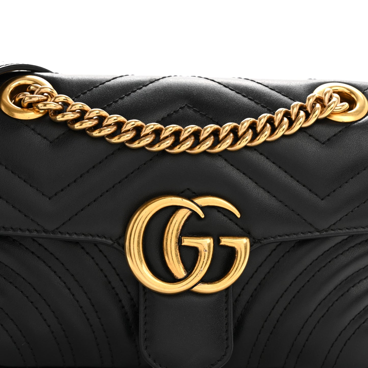 Calfskin Matelasse Mini GG Marmont Shoulder Bag Black