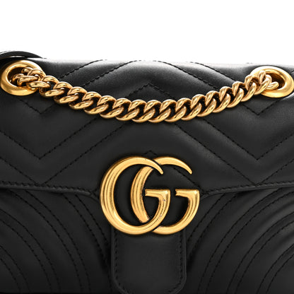 Gucci Calfskin Matelasse Mini GG Marmont Shoulder Bag Black 8 of 10