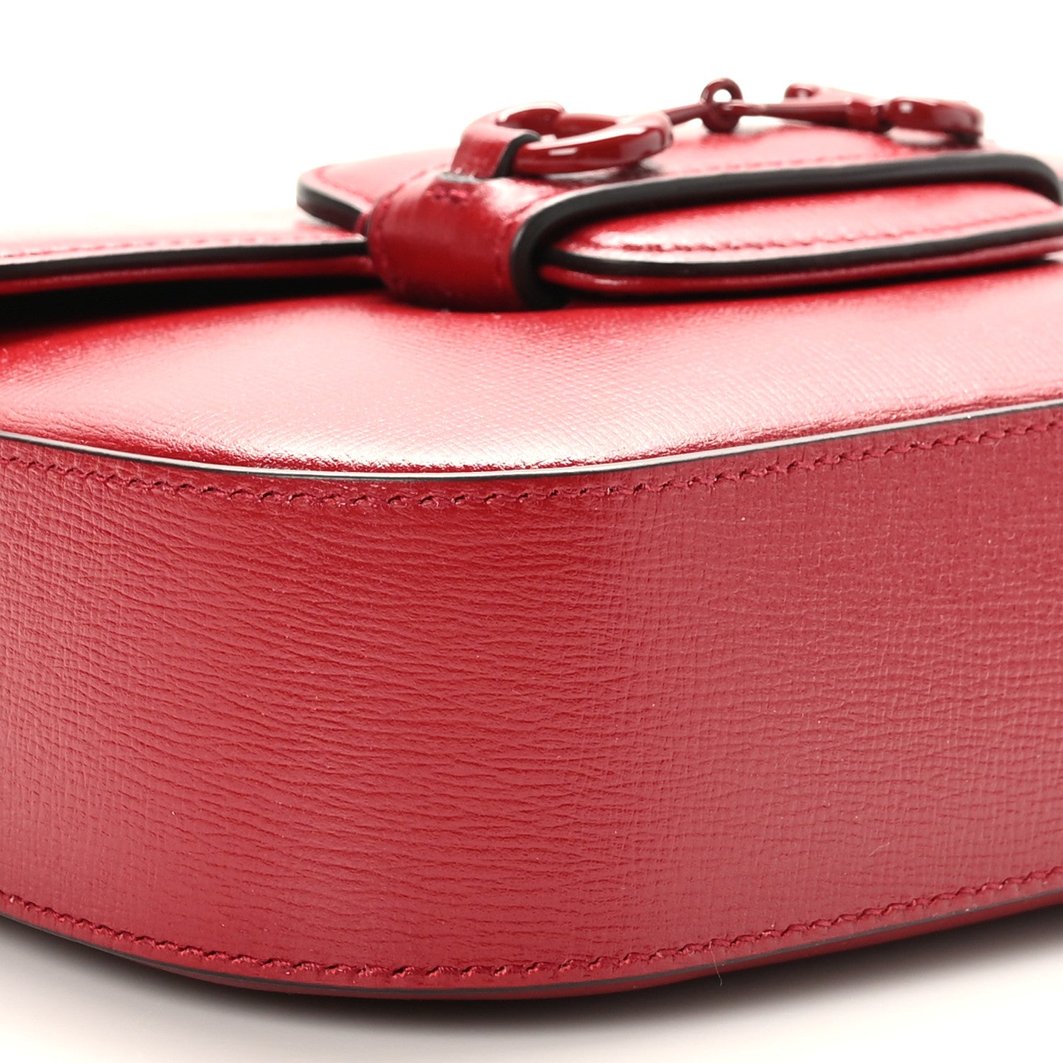 Gucci Azalea Calfskin Web Monochrome Horsebit 1955 Shoulder Bag New Cherry Red 8 of 9