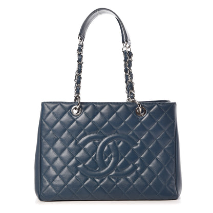 Chanel Caviar Quilted Grand Shopping Tote GST Dark Blue 1 of 9