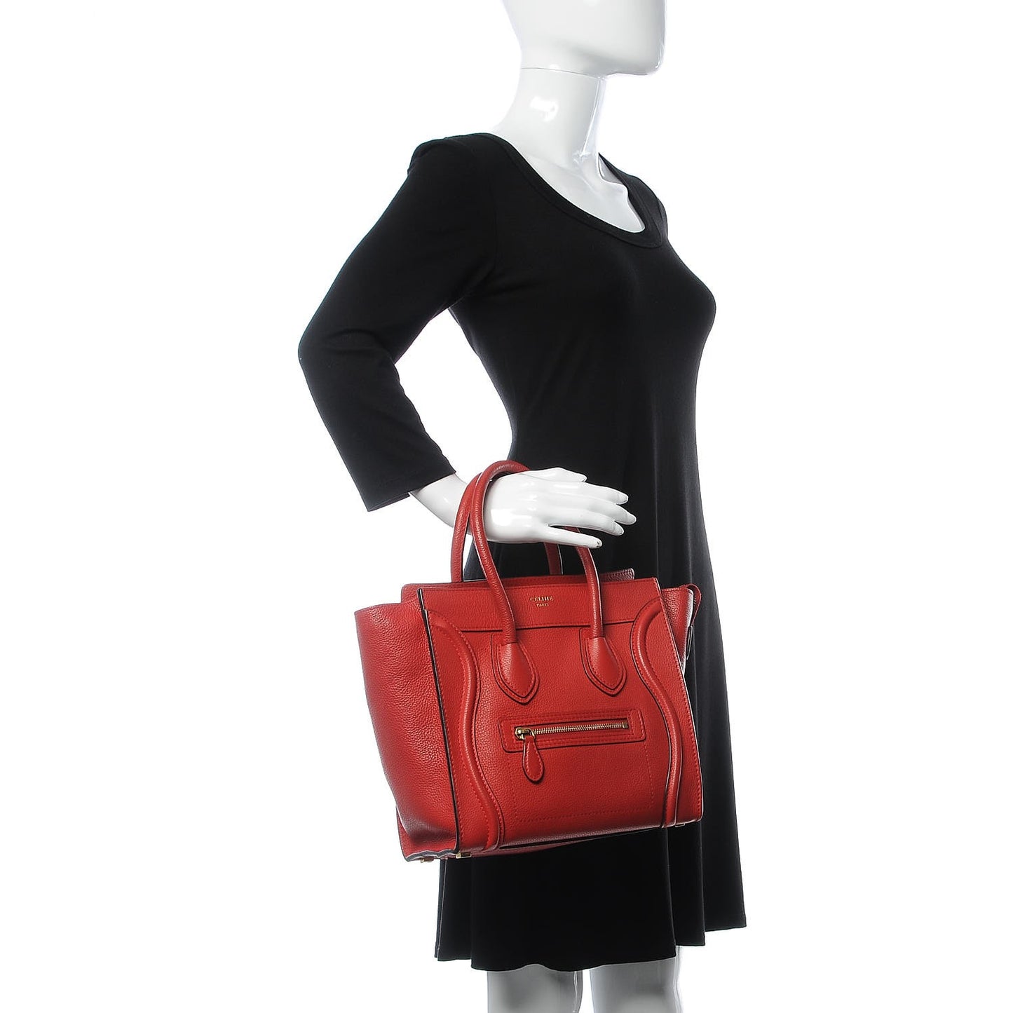 Baby Grained Calfskin Micro Luggage Red