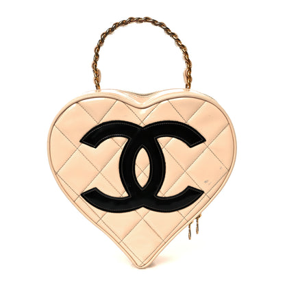Chanel Patent CC Heart Vanity Case Beige 1 of 13