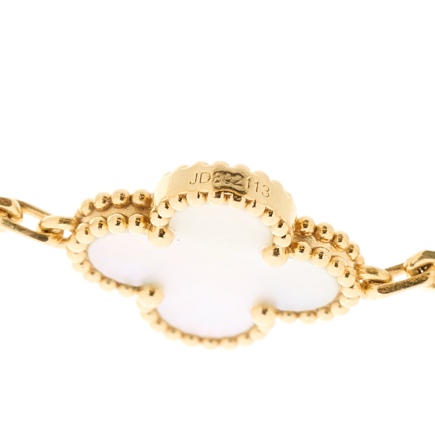 18K Yellow Gold Mother of Pearl 5 Motifs Vintage Alhambra Bracelet