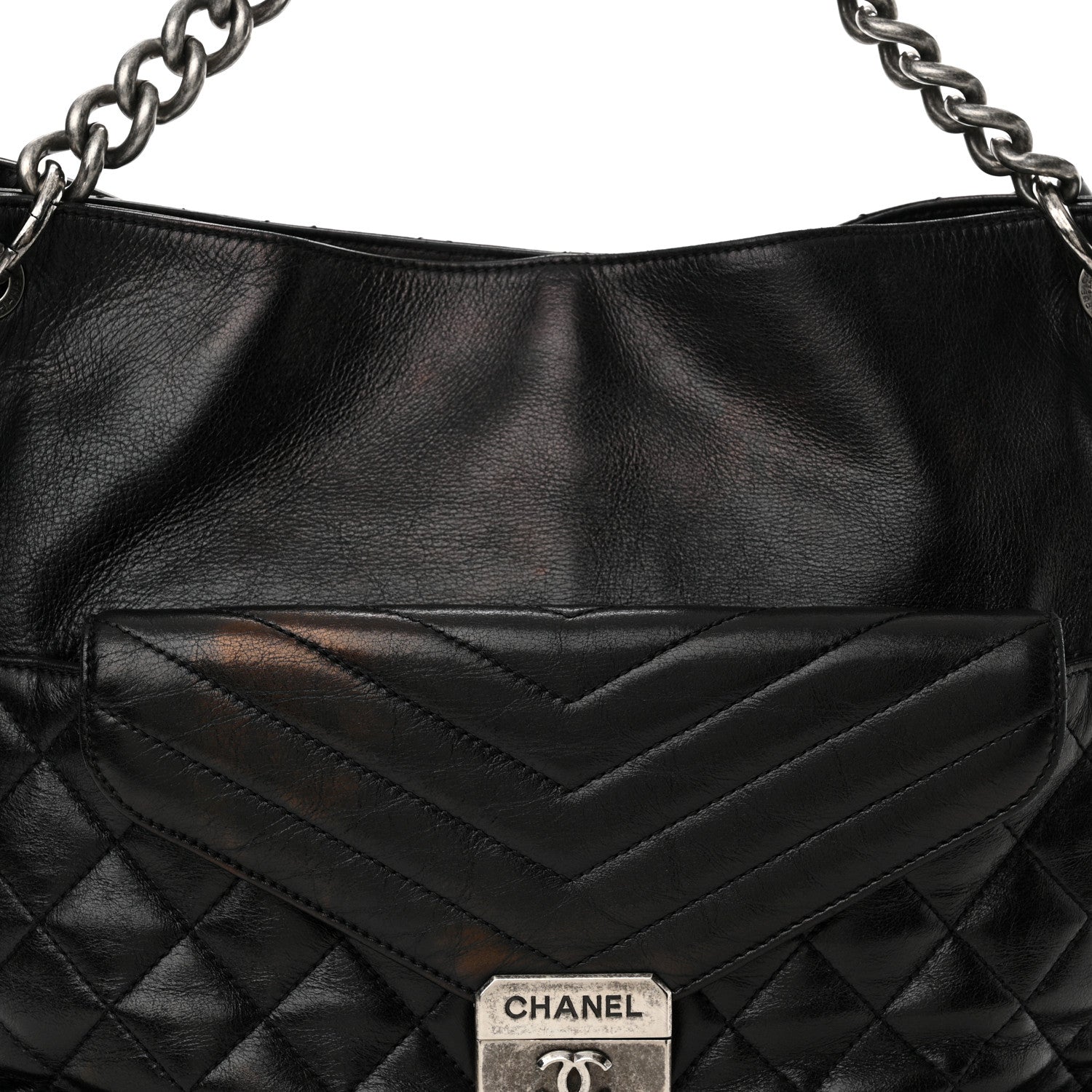 Chanel Aged Calfskin Quilted Mad About Quilting Hobo Black 7 of 16