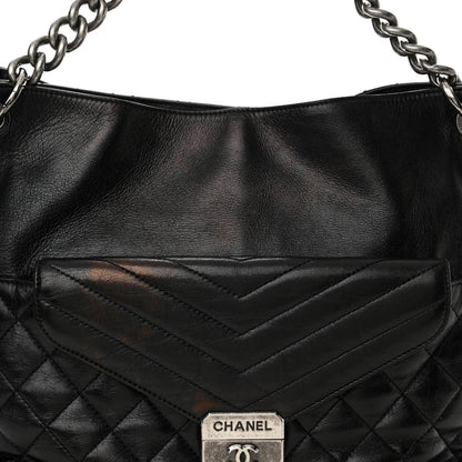 Chanel Aged Calfskin Quilted Mad About Quilting Hobo Black 7 of 16