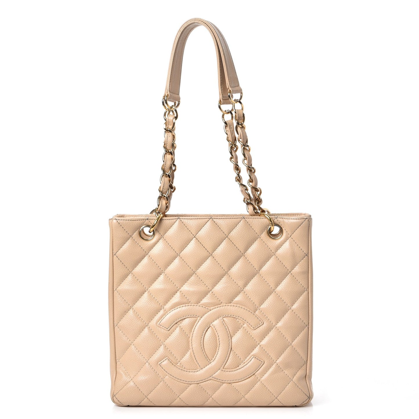 Caviar Quilted Petit Shopping Tote PST Beige Clair