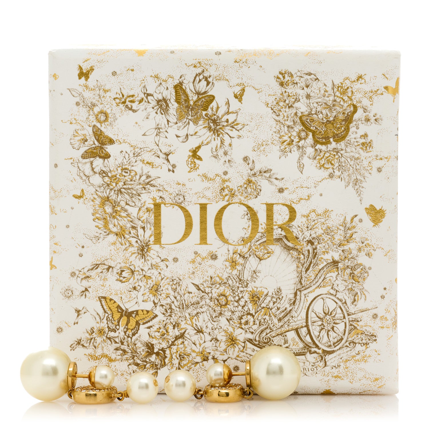 Christian Dior Pearl Crystal Tribal CD Drop Earrings Gold 5 of 5